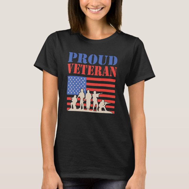 Camiseta American Flag 4th Of July Proud Veteran Veteran's  (Frente)