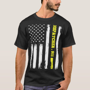 Camiseta American Flag 911 Dispatcher T gold line USA Flag