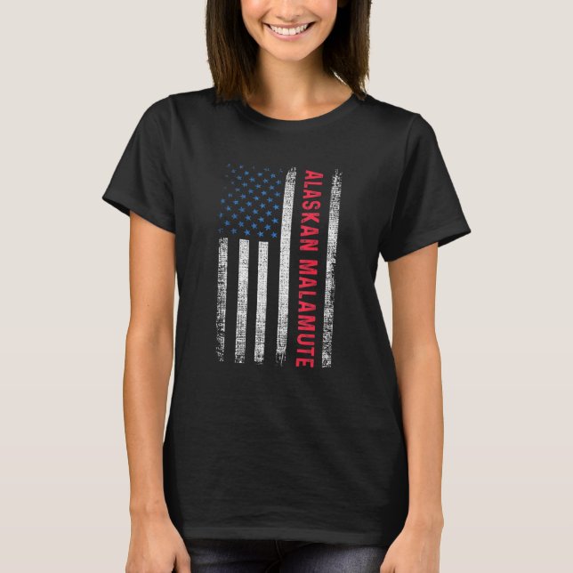 Camiseta American Flag Alaskan Malamute (Frente)