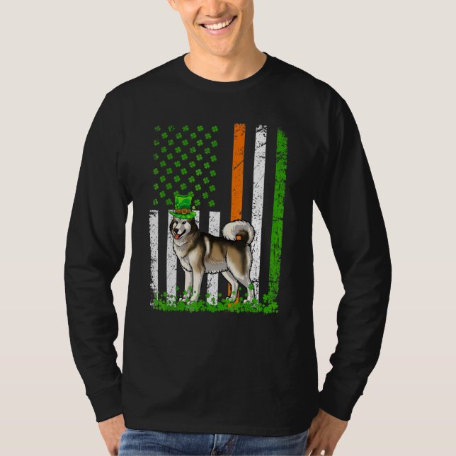 Camiseta American Flag Alaskan Malamute Dog St Patricks Da (Frente)