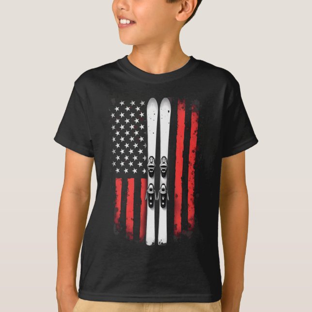 Camiseta American Flag Alpino Skiier (Frente)