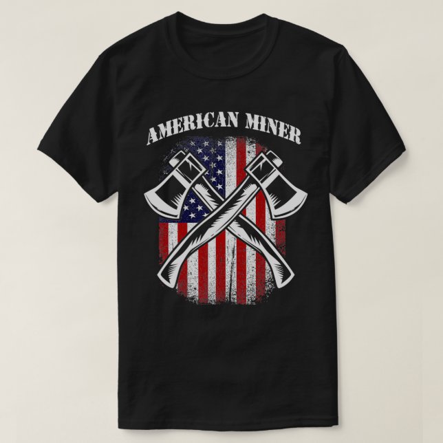 Camiseta American Flag American American Miner (Frente do Design)