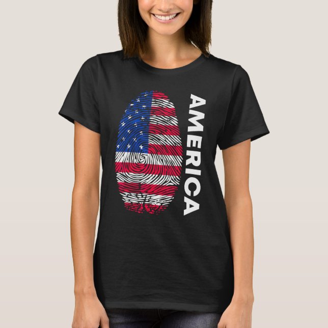 Camiseta American flag as fingerprint motif (Frente)