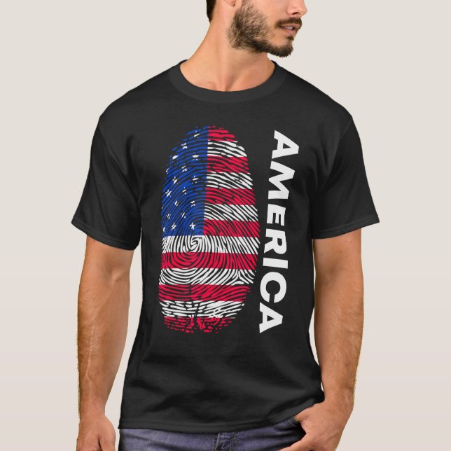 Camiseta American flag as fingerprint motif (Frente)