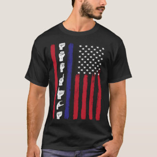 Camiseta American Flag ASL American Sign Language America U