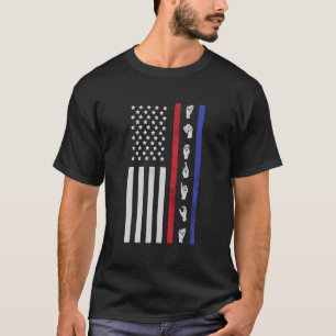 Camiseta American Flag Asl Engraçado American Sign Language