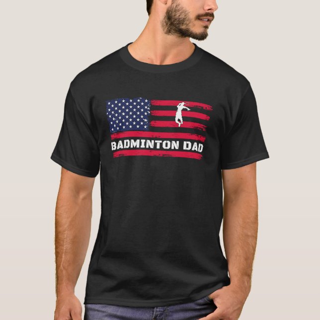 Camiseta American Flag Badminton Dad Father's Day (Frente)