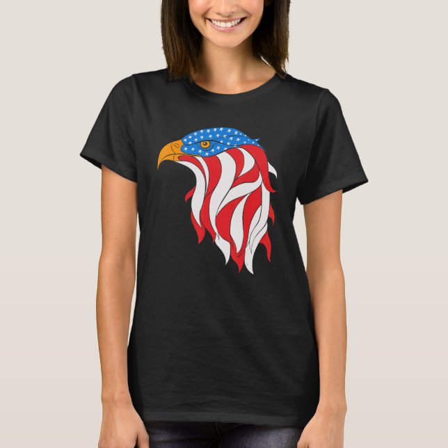 Camiseta American Flag Bald Eagle 4 de julho (Frente)
