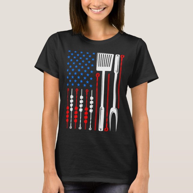 Camiseta American Flag Barbecue Son Dad Husband Fathers Day (Frente)