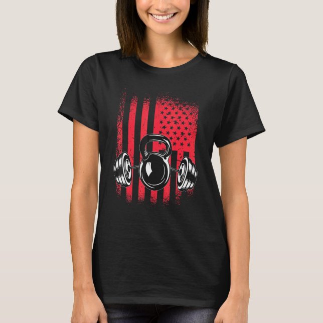 Camiseta American Flag Barbell 4 (Frente)