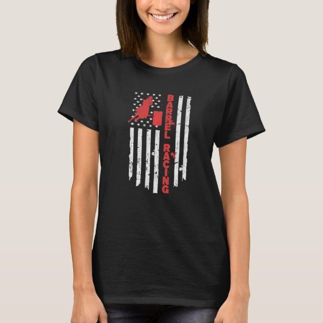 Camiseta American Flag Barrel Racer Rodeo USA Barrel Racing (Frente)