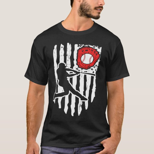Camiseta American Flag Baseball Player  1 (Frente)