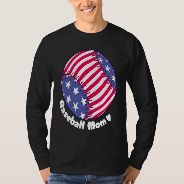 Camiseta American Flag Baseball Softball Mom Mother Mama Co (Frente)