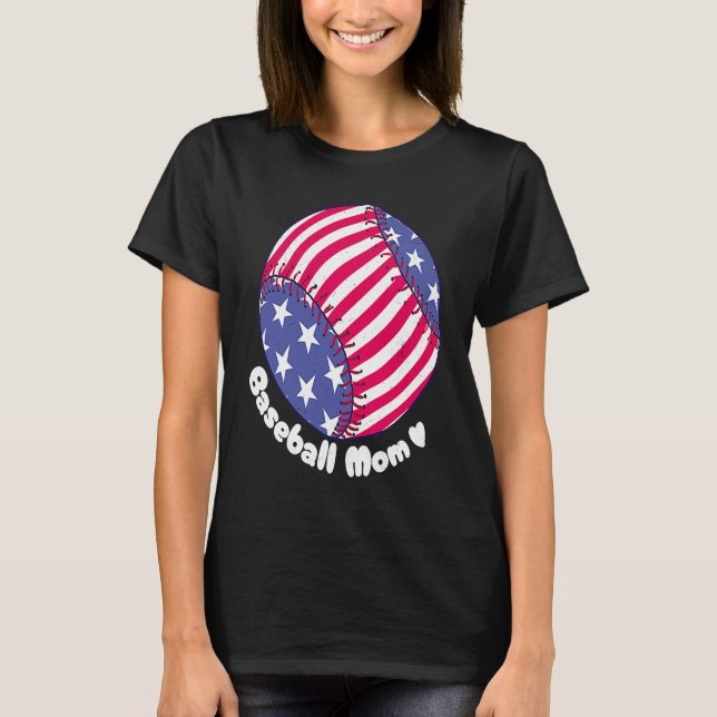 Camiseta American Flag Baseball Softball Mom Mother Mama Co (Frente)