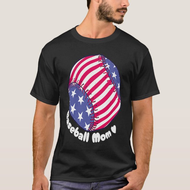 Camiseta American Flag Baseball Softball Mom Mother Mama Co (Frente)