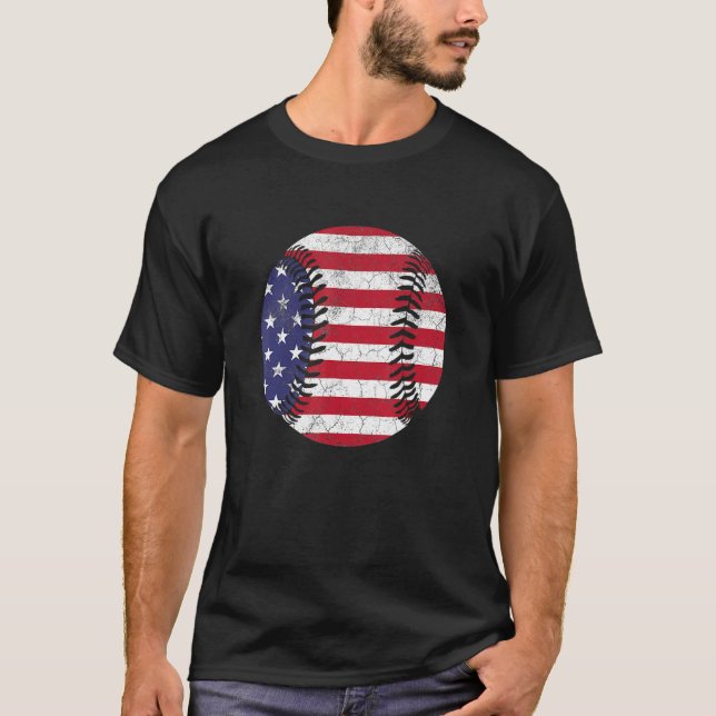 Camiseta American Flag Baseball T Shirt July 4th USA Men Wo (Frente)