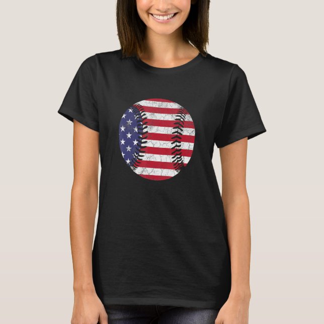Camiseta American Flag Baseball T Shirt July 4th USA Men Wo (Frente)