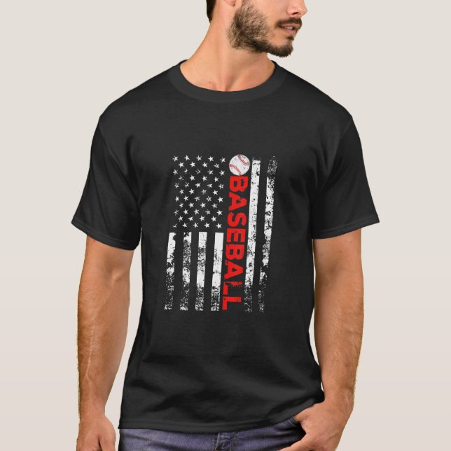 Camiseta American Flag Baseball Team Presente T-Shirt (Frente)