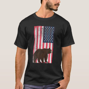 Camiseta American Flag Bear T USA Hunter Grizzly Bear Hunti