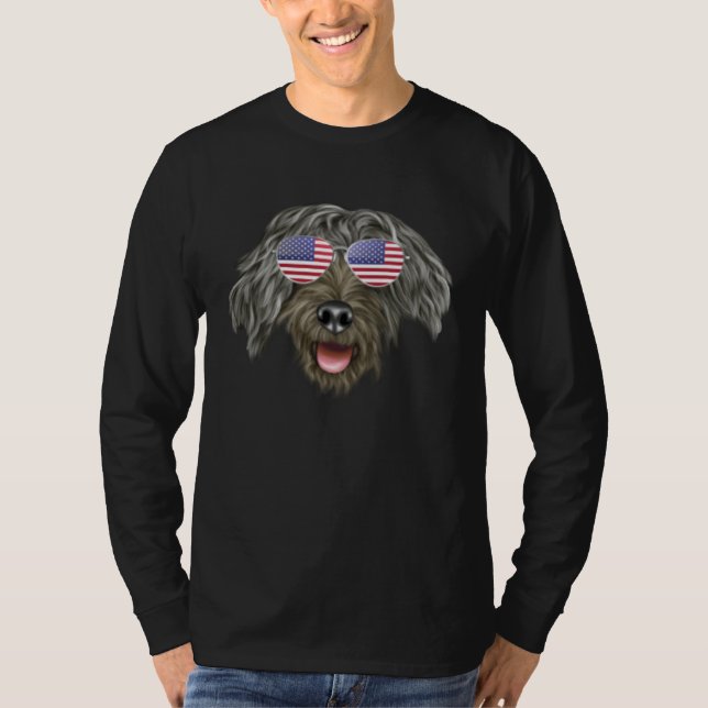 Camiseta American Flag Bergamasco Sheepdog Dog America Pock (Frente)