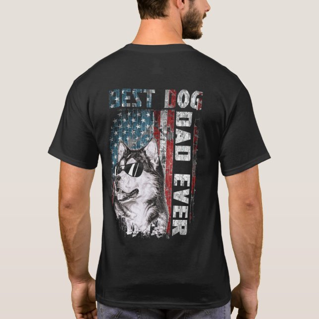 Camiseta American Flag Best Dog Dad Ever Alaskan USA (Verso)