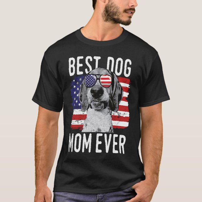 Camiseta American Flag Best Dog Mom Ever Treeing Walker Coo (Frente)