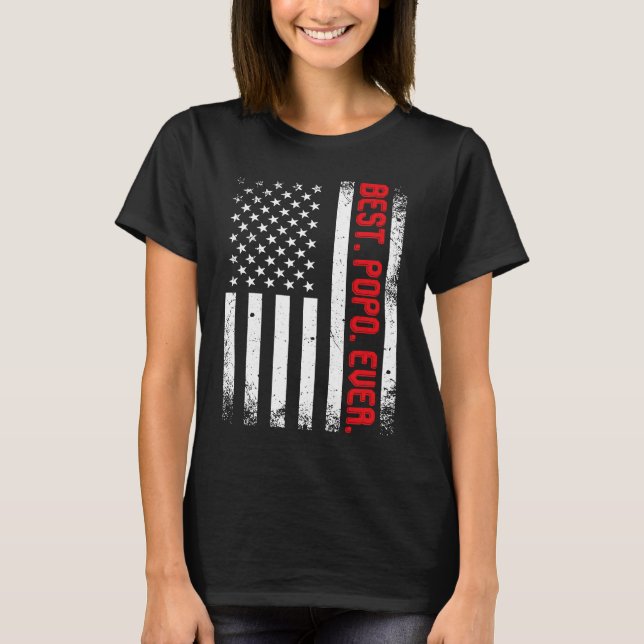 Camiseta American Flag Best Popo Ever Ever Vintage (Frente)