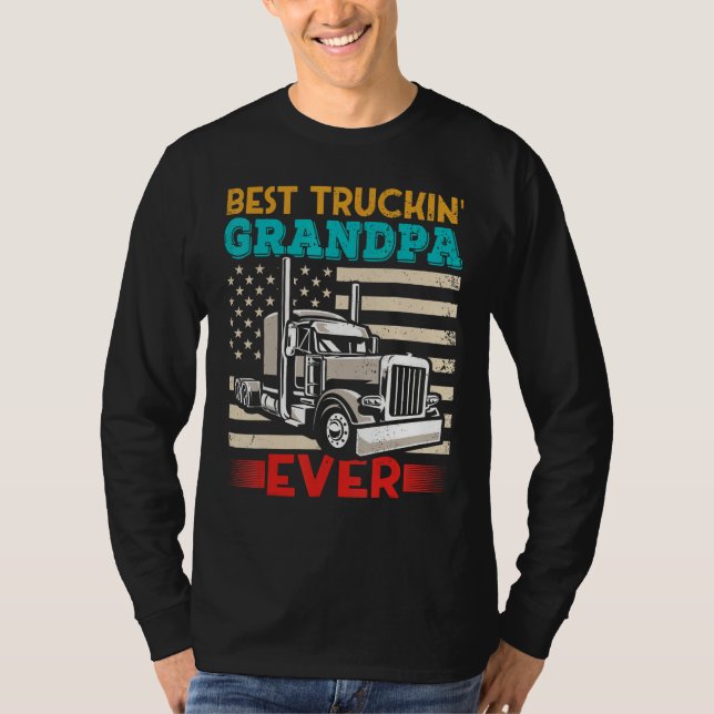 Camiseta American Flag Best Truckin Grandpa US Semi Truck D (Frente)