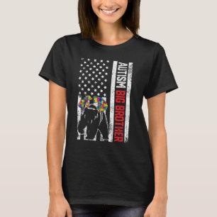 Camiseta American Flag Big Brother Bear Autismo Autismo Fa