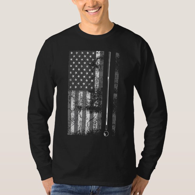 Camiseta American Flag Billiard Stick - Jogo de Mesa EUA (Frente)