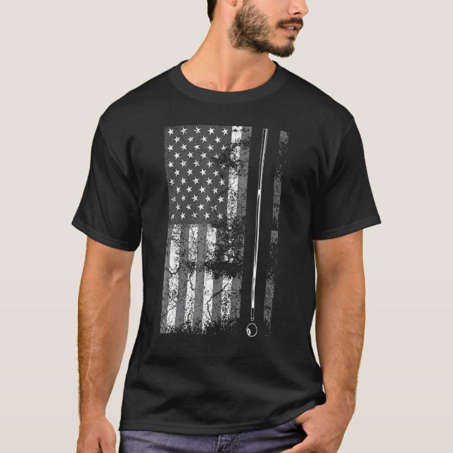 Camiseta American Flag Billiard Stick - Jogo de Mesa EUA (Frente)