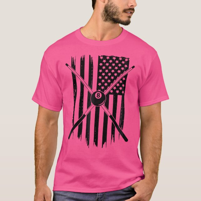 Camiseta American Flag Billiards Piscina Player Roupa Billi (Frente)