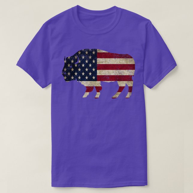 Camiseta American Flag Bison (Frente do Design)
