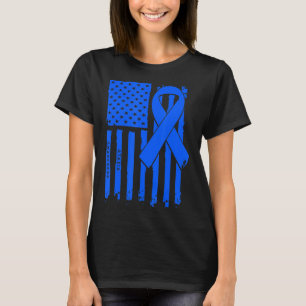 Camiseta American Flag Blue Ribbon Ataxia Sensibence T-Shir
