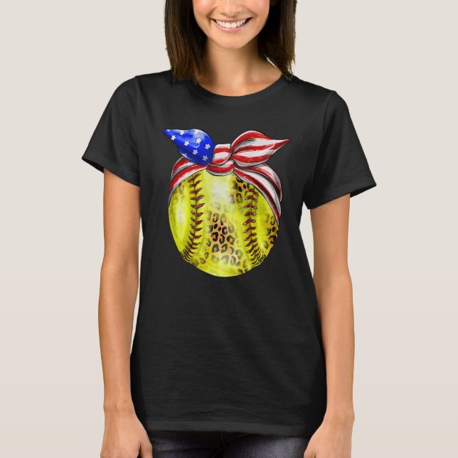 Camiseta American Flag Bnadana Baseball Red White Blue 4th  (Frente)