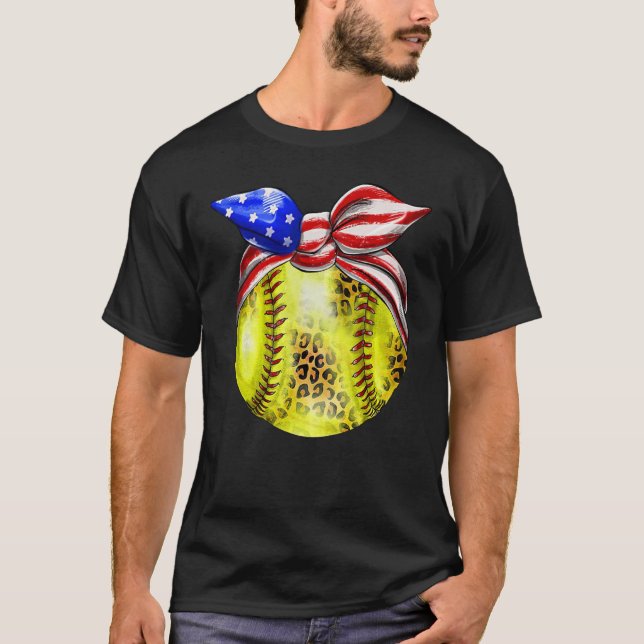 Camiseta American Flag Bnadana Baseball Red White Blue 4th  (Frente)