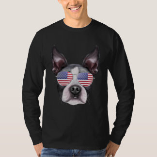 Camiseta American Flag Boston Terrier Dog America Pocket