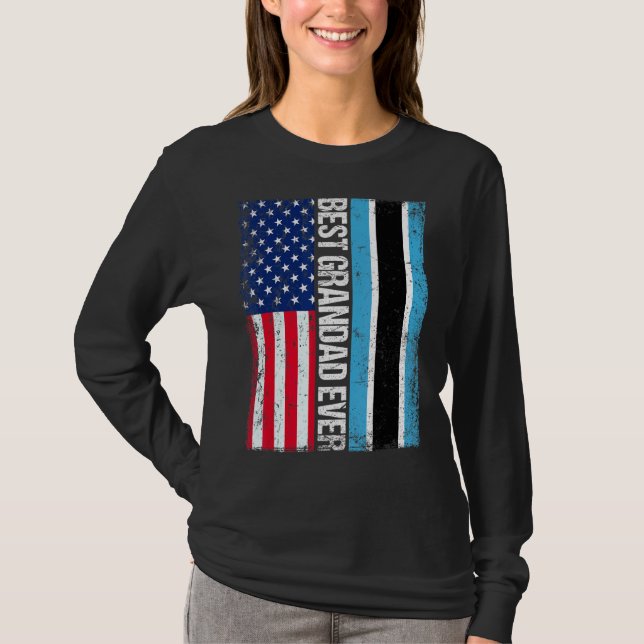 Camiseta American Flag Botsuana Best Grandad Ever Famy (Frente)