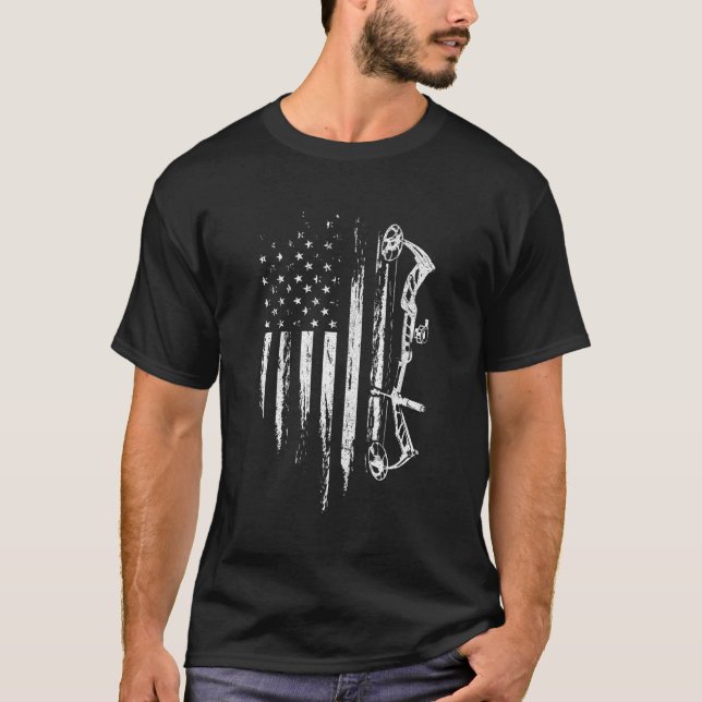 Camiseta American Flag Bowhuning Arco Archery Para Deer Hun (Frente)