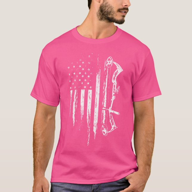 Camiseta American Flag Bowhuning Arco Archery Para Deer Hun (Frente)
