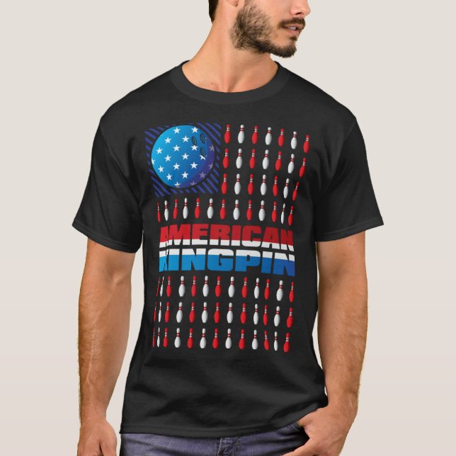 Camiseta American Flag Bowling Kingpin Bowling  For Men You (Frente)