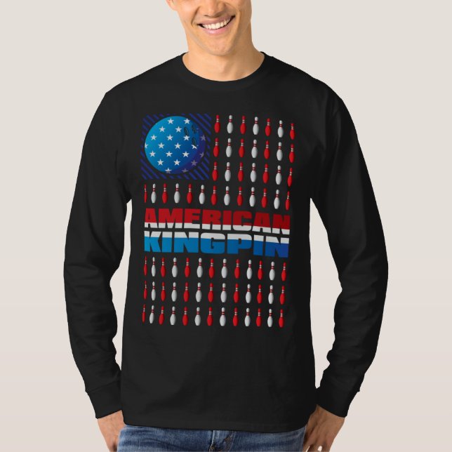 Camiseta American Flag Bowling Kingpin Bowling  For Men You (Frente)