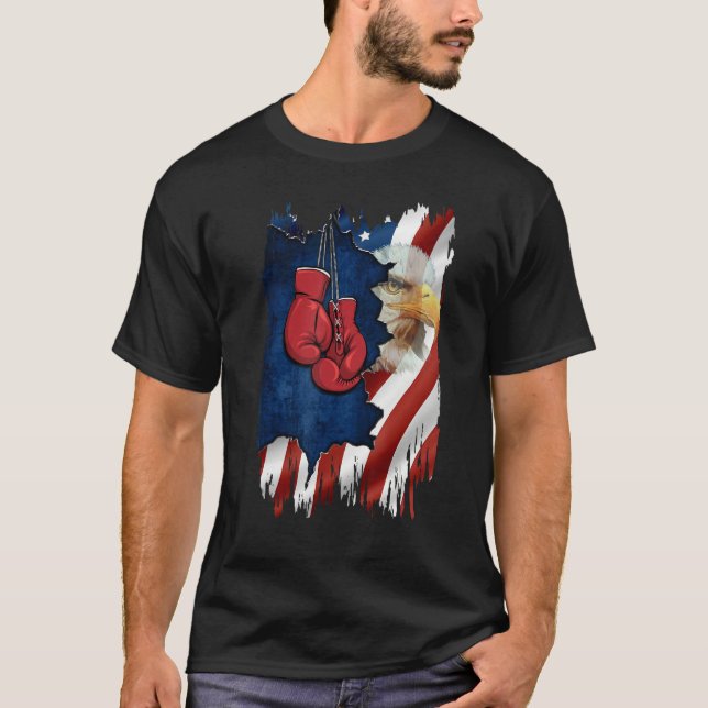 Camiseta American Flag Boxer  Boxing  For Mens 4th July Day (Frente)