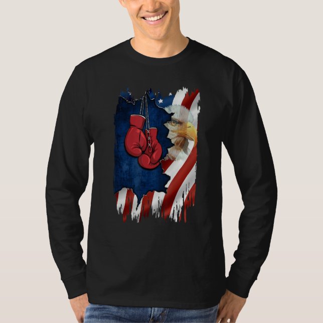 Camiseta American Flag Boxer  Boxing  For Mens 4th July Day (Frente)