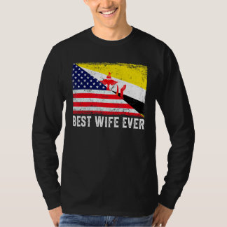 Camiseta American Flag & Brunei Flag Melhor Esposa De Todos