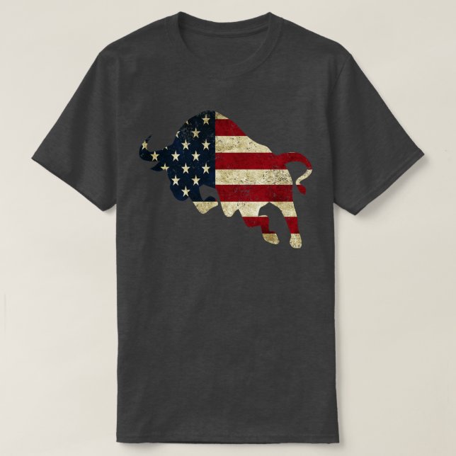 Camiseta American Flag Bull (Frente do Design)