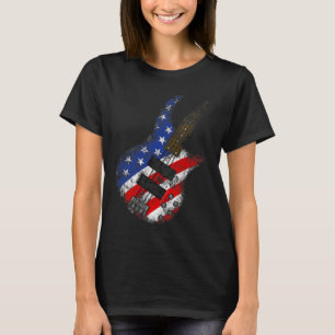 Camiseta American Flag Byss Guitar Usa Independence Day 4th