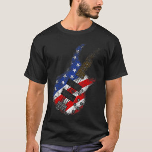 Camiseta American Flag Byss Guitar Usa Independence Day 4th