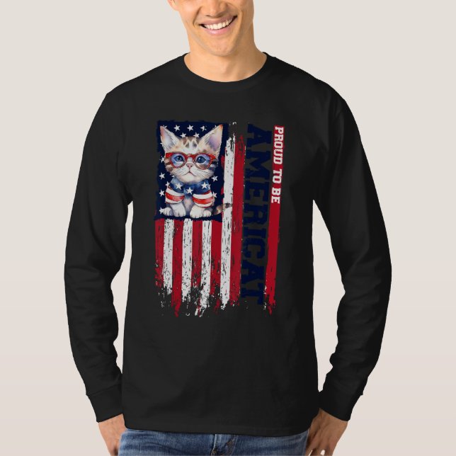 Camiseta American Flag Cat 4th of July Kitten Patriotic Pet (Frente)