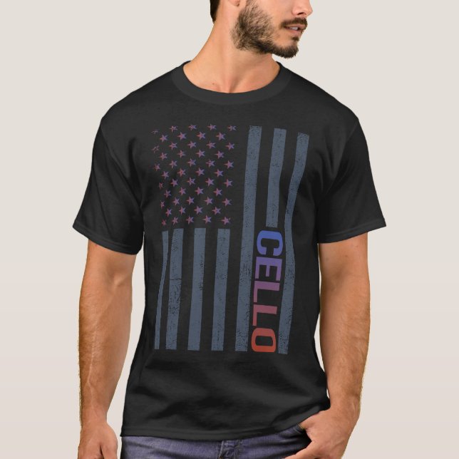Camiseta American Flag Cello Cellist (Frente)